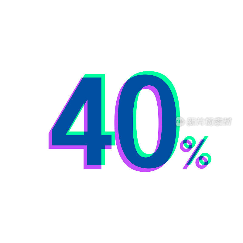 40% - 40%。图标与两种颜色叠加在白色背景上